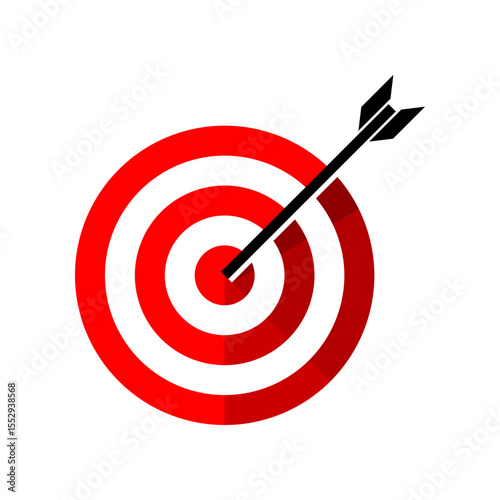 Red circle target shooting bow arrow icon flat vector design