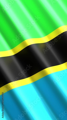 Tanzania - vertical flag - seamless loop 3D 4k animation  (2160 x 3840 px)