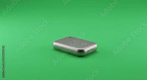 Sleek Gray Device Against a Vibrant Green Background