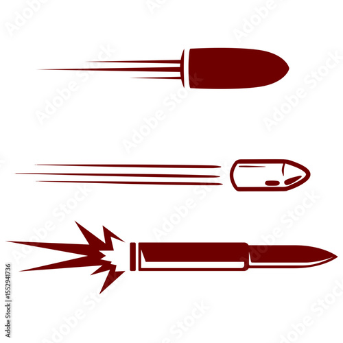 vector illustration set of images of firearm bullets