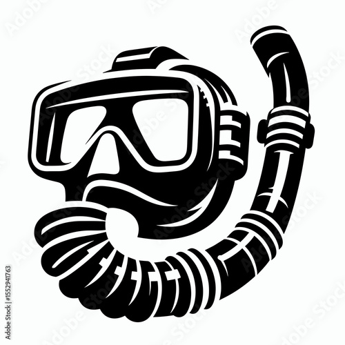 Snorkel tube. Sports Game Athlete Fitness Exercise Equipment Clipart Line Art Vector Illustration. Gear for easy breath during water recreation adventure diving.