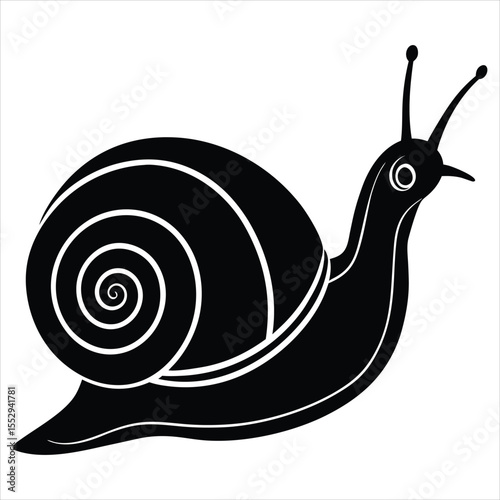 Stylized black snail silhouette illustration shell spiral nature animal design graphic