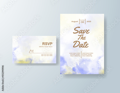 Wedding invitation with abstract splash watercolor