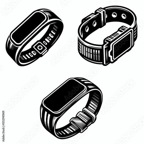 Sports LED armband. Game Athlete Fitness Exercise Equipment Clipart Line Art Vector Illustration. Athletic lightup band for arm enhanced visibility.