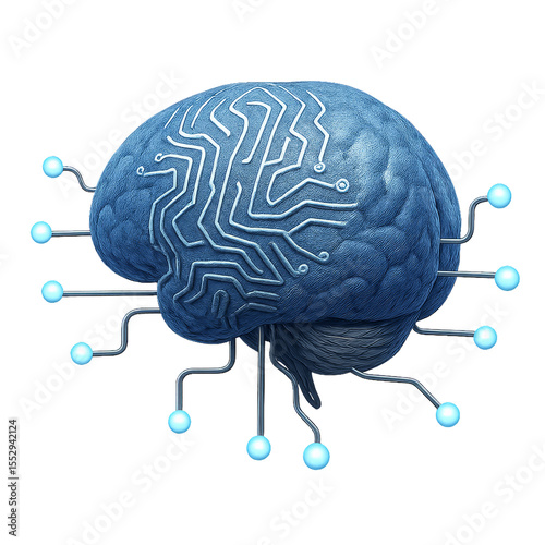3D Brain Concept with Circuitry Design and Simple Connections
