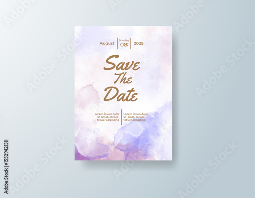 Wedding invitation with abstract splash watercolor