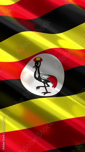 Uganda - vertical flag - seamless loop 3D 4k animation  (2160 x 3840 px)