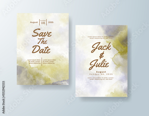 Wedding invitation with abstract splash watercolor