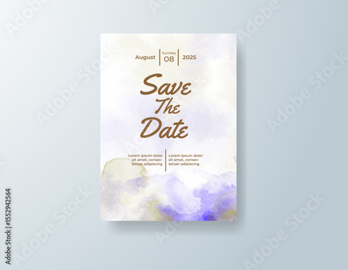 Wedding invitation with abstract splash watercolor