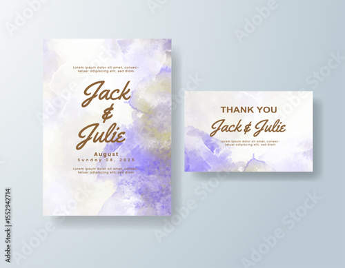 Wedding invitation with abstract splash watercolor