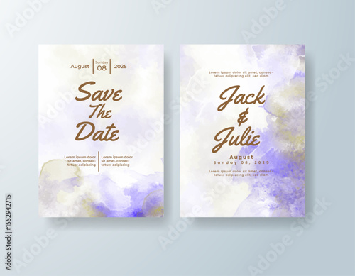 Wedding invitation with abstract splash watercolor