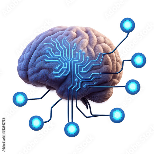 3D Brain with Circuitry Design and Simple Compositions for Tech Art