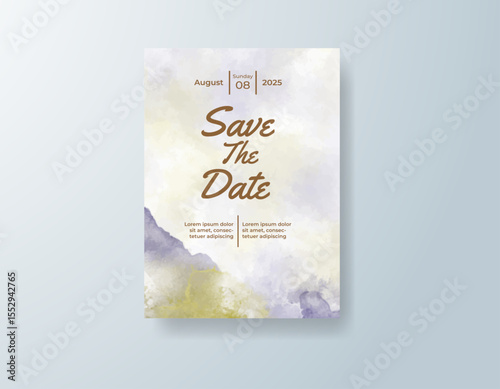 Wedding invitation with abstract splash watercolor