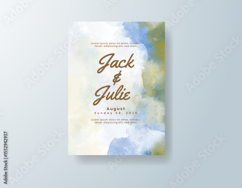 Wedding invitation with abstract splash watercolor