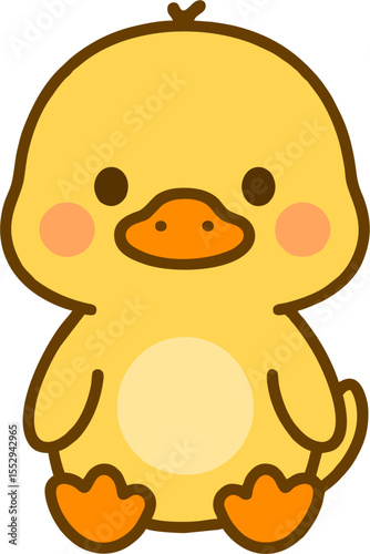 cute duck cartoon mascot vector illustration adorable baby duckling with sweet face yellow bird character for kids product and animal design