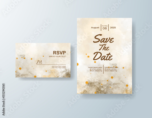 Wedding invitation with abstract splash watercolor