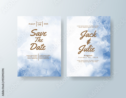 Wedding invitation with abstract splash watercolor