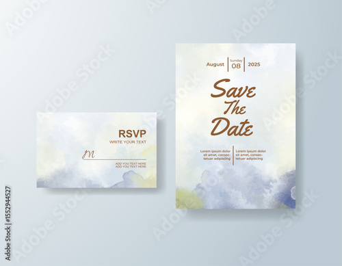 Wedding invitation with abstract splash watercolor