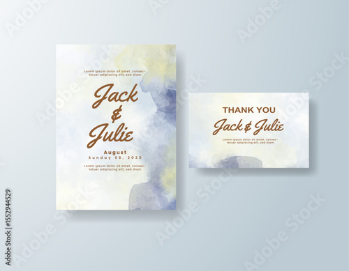 Wedding invitation with abstract splash watercolor