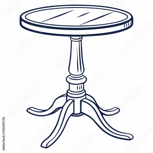 Elegant Round Table Illustration with Pedestal Base and Classic Design