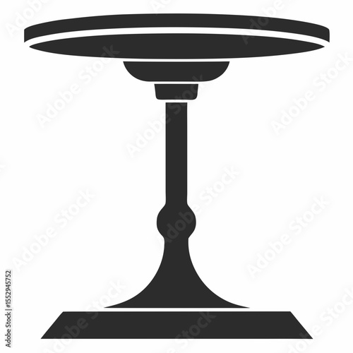 Monochrome Illustration of a Round Table with a Pedestal Base
