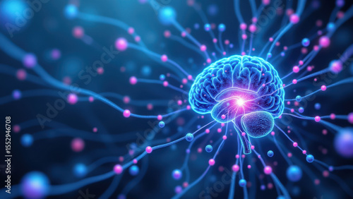 A 3D rendering of a human brain with highlighted neurons and synapses, emphasizing VNS (vagus nerve stimulation) technology.