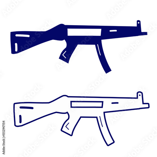hand drawn vector illustration of a gun