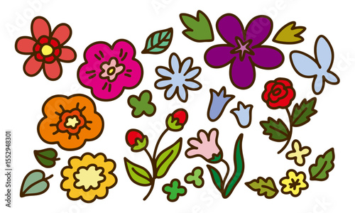 botanical flower icon set 3