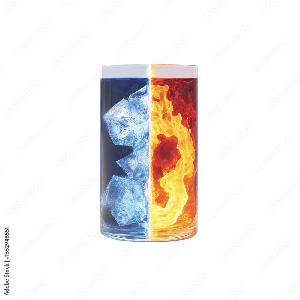 Obraz premium Fire and Ice in a Glass Opposites Attract