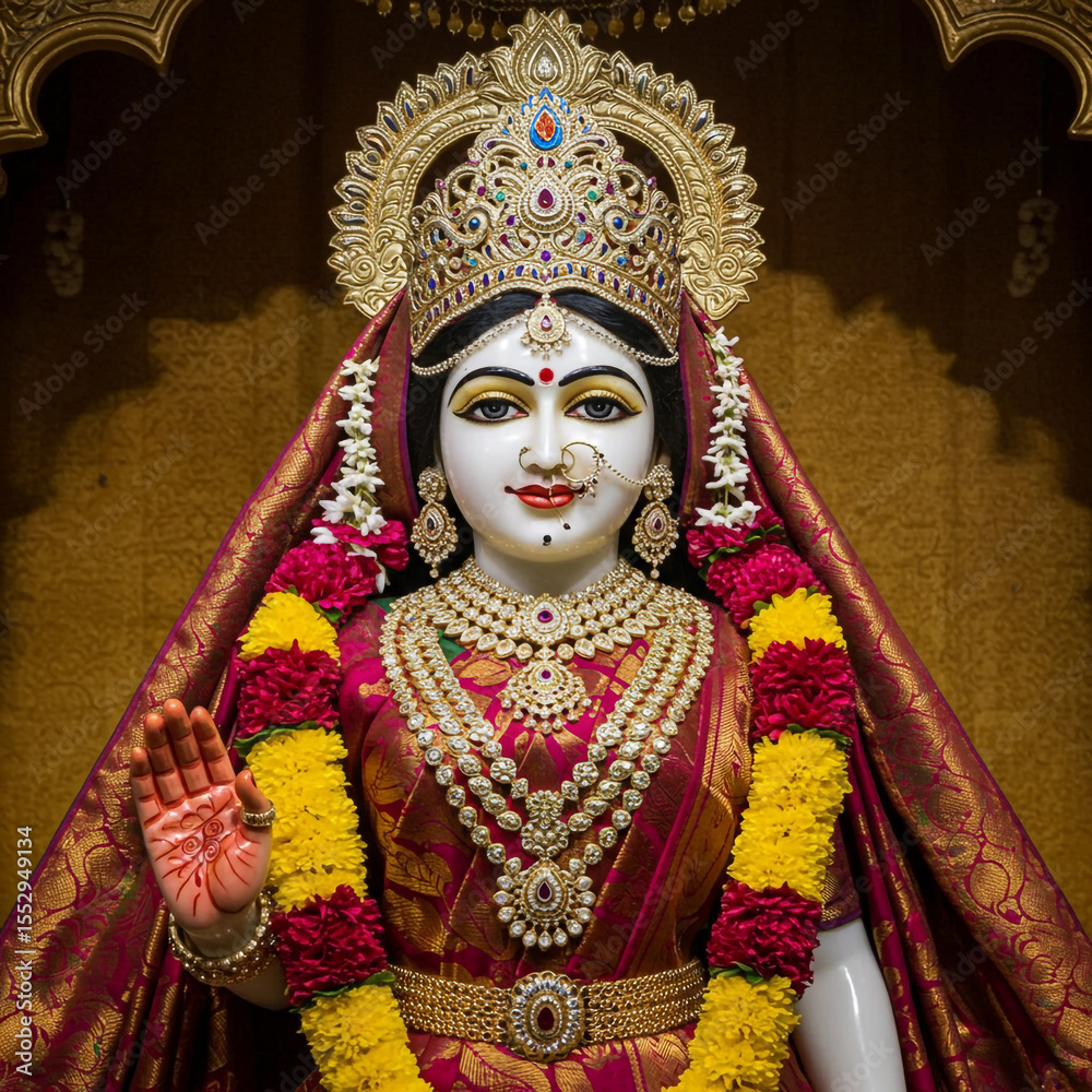 Fototapeta premium Divine Hindu Goddess Lakshmi Statue