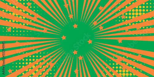 Vibrant Comic Burst Background - Orange and greend and yelow Celebration
