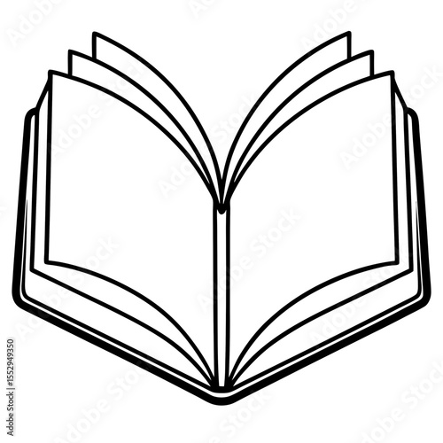 Minimalist Open Book Outline Vector