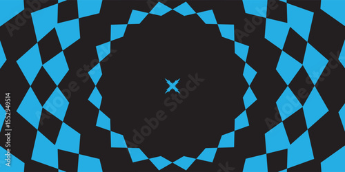 Abstract Blue Geometric Pattern on Black Background