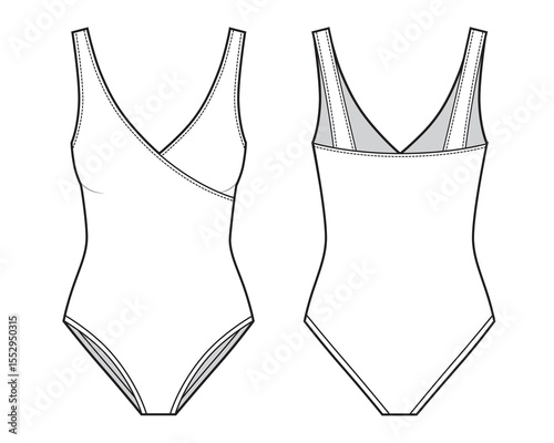 One piece swimsuit flat sketch