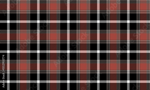 Seamless plaid pattern, black, red, white, modern design for textiles, clothing design, skirts or pants, cool and classic look for all seasons, vector illustration.