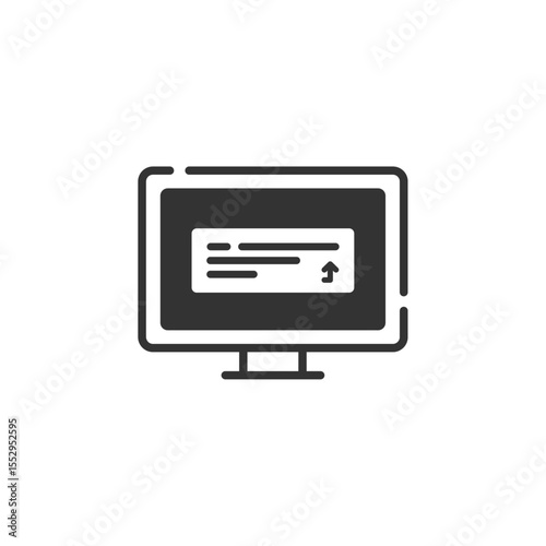 パソコン画面でプロンプトを入力するベクターアイコン（生成AIとの対話、チャット、質問）