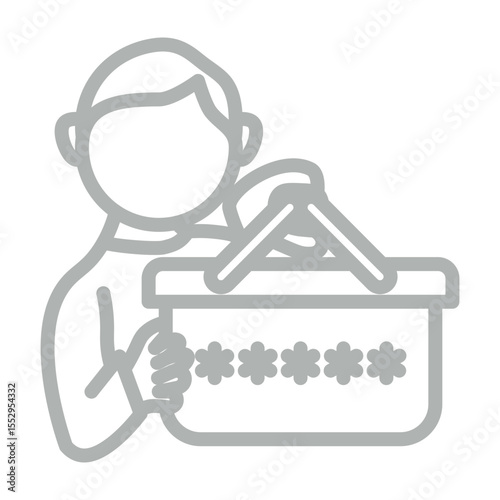Customer Pin Vector Line Grey Icon Design