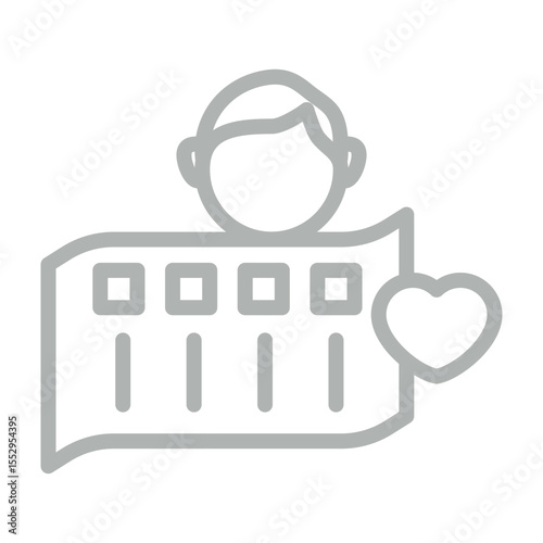 Customer Wishlist Vector Line Grey Icon Design