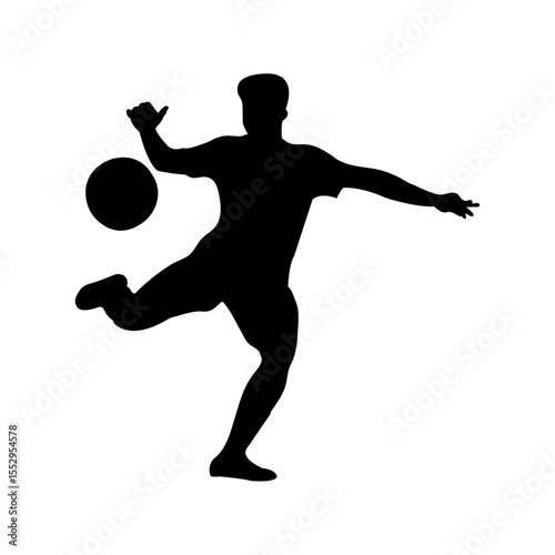 Soccer Player Silhouette – Dynamic Kicking Pose of Athlete in Motion 