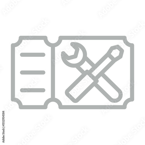 Support Ticket Vector Line Grey Icon Design