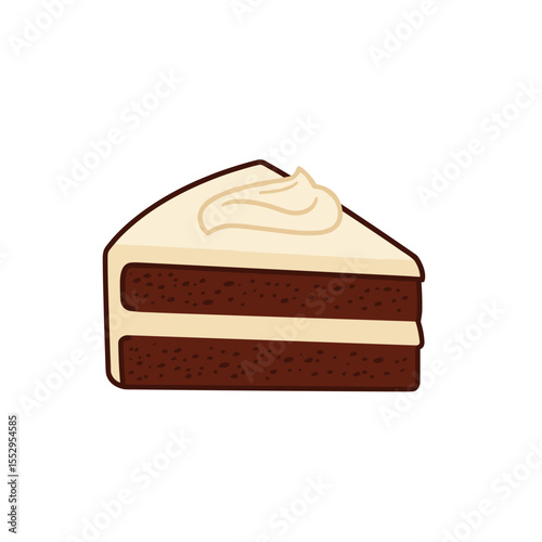 Slice of chocolate cake with white frosting