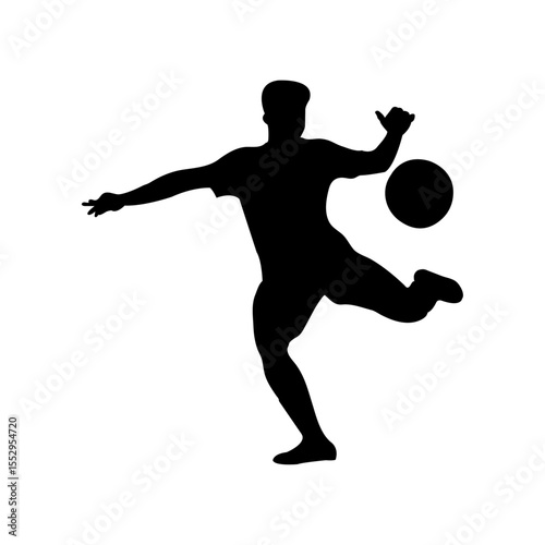 Soccer Player Silhouette – Dynamic Kicking Pose of Athlete in Motion 