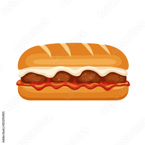 Meatball sub sandwich with marinara sauce