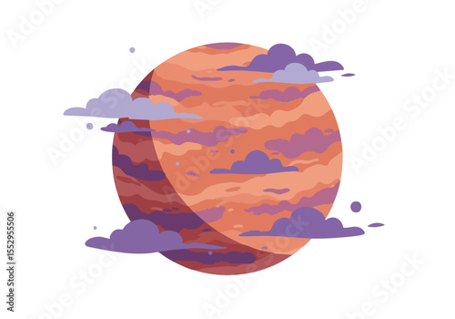 stylized planet with swirling clouds and vibrant orange and purple hues This eye-catching design is perfect for backgrounds illustrations and creative projects A unique and visually appealing pattern
