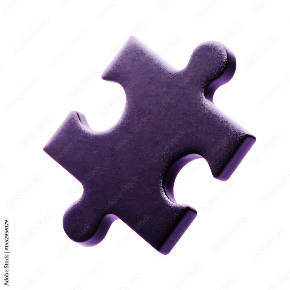 Obraz premium Purple puzzle piece isolated on a white background png ai generated
