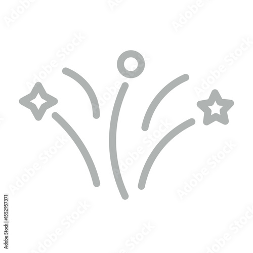 Birthday Fireworks Vector Line Grey Icon Design