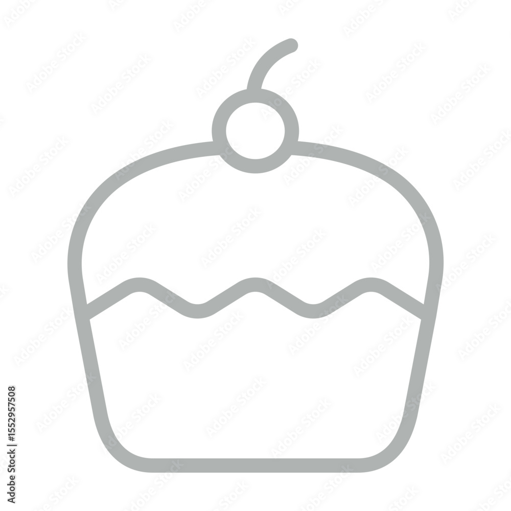Obraz premium Birthday Cupcake Vector Line Grey Icon Design