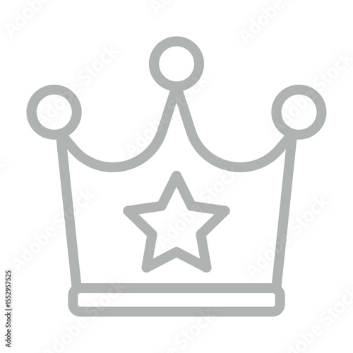 Birthday Tiara Vector Line Grey Icon Design