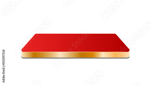 Vibrant Red & Gold Rectangular Product Display Platform with Transparent Background, Perfect for Eye-Catching Promotions

