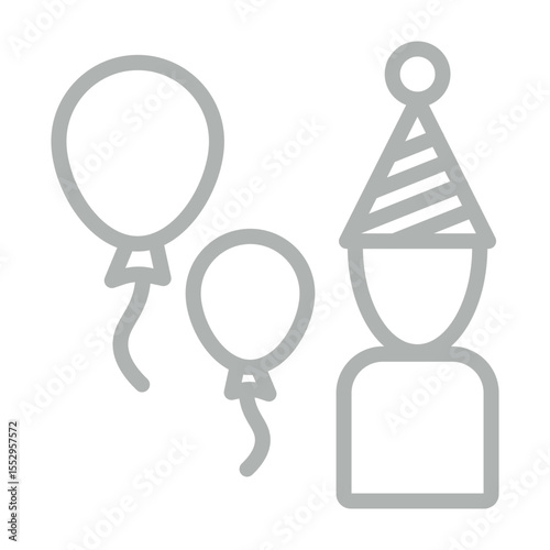 Birthday Bash Vector Line Grey Icon Design